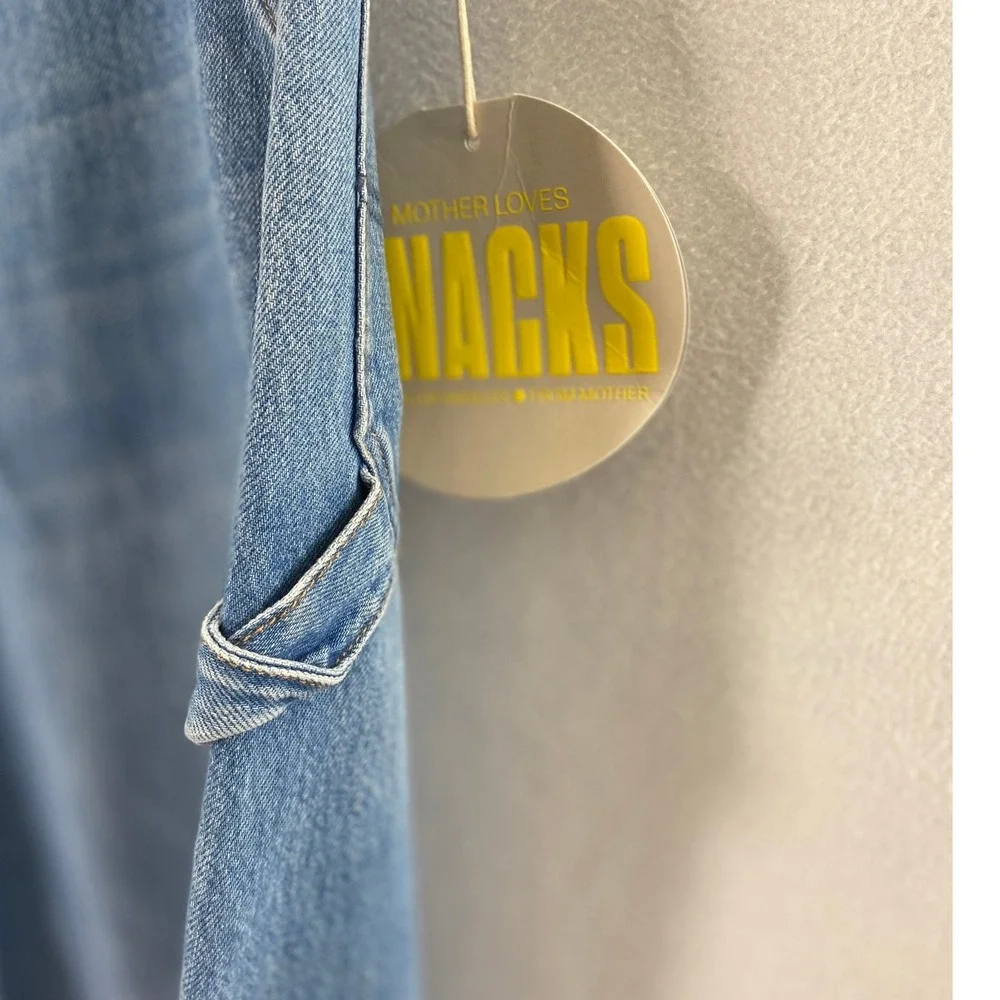 Mother Snacks Wide Leg Jeans Womens 26‎ High Waist Fun Dip Utility Puddle Wash
